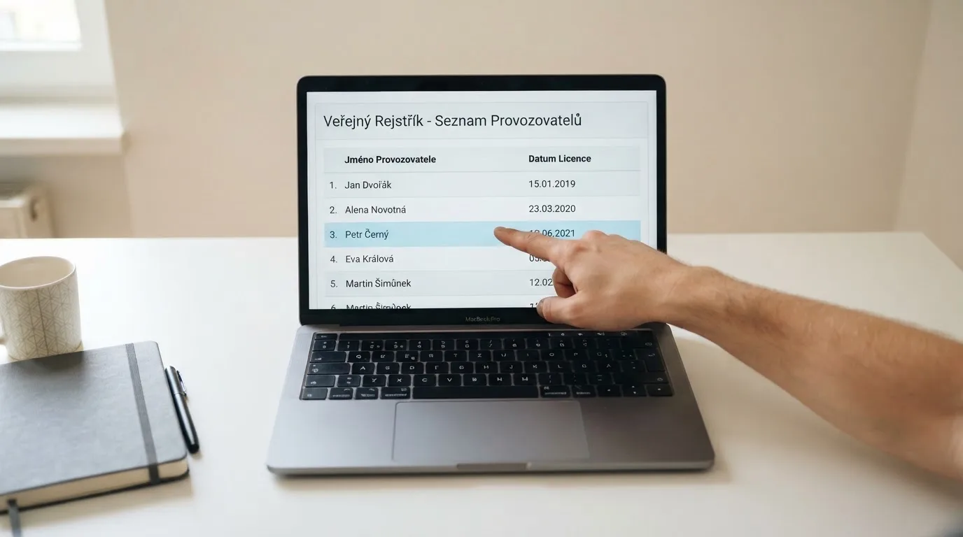 Výřez z veřejného seznamu Ministerstva financí ČR s licencovanými provozovateli online casin