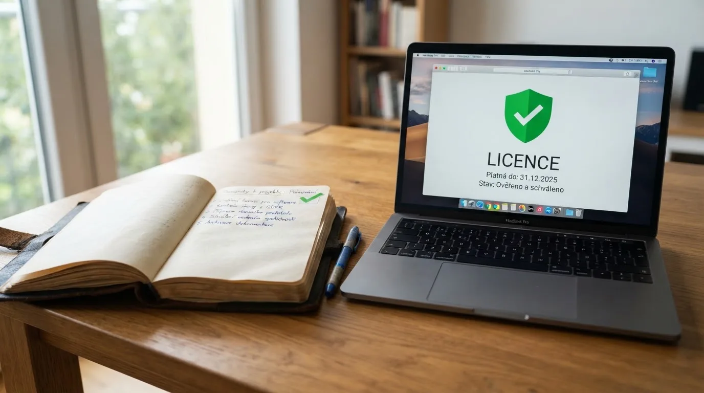 Úřední dokument s razítkem MF ČR vedle obrazovky s logem licencovaného online casina