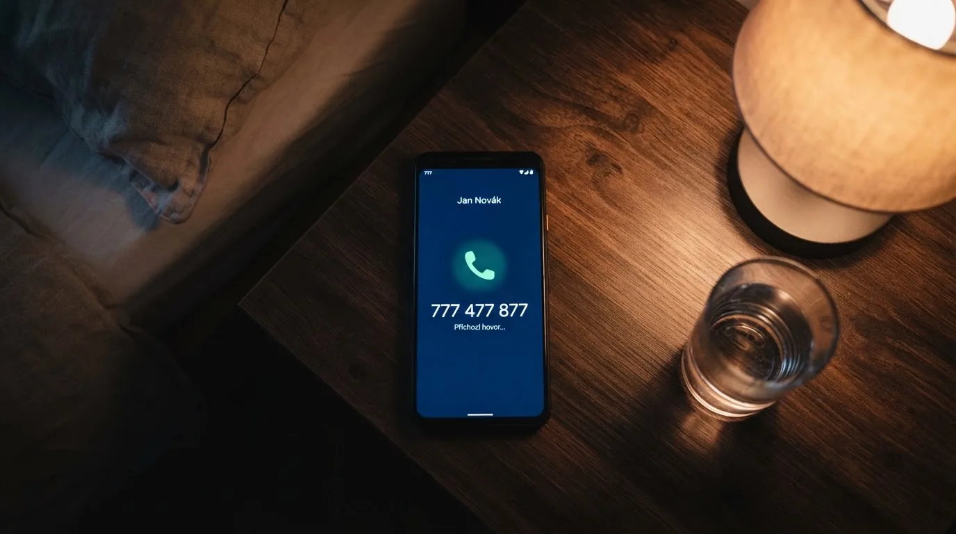 Telefon s vytočeným číslem linky pomoci a displejem zobrazujícím logo Zodpovědného hraní